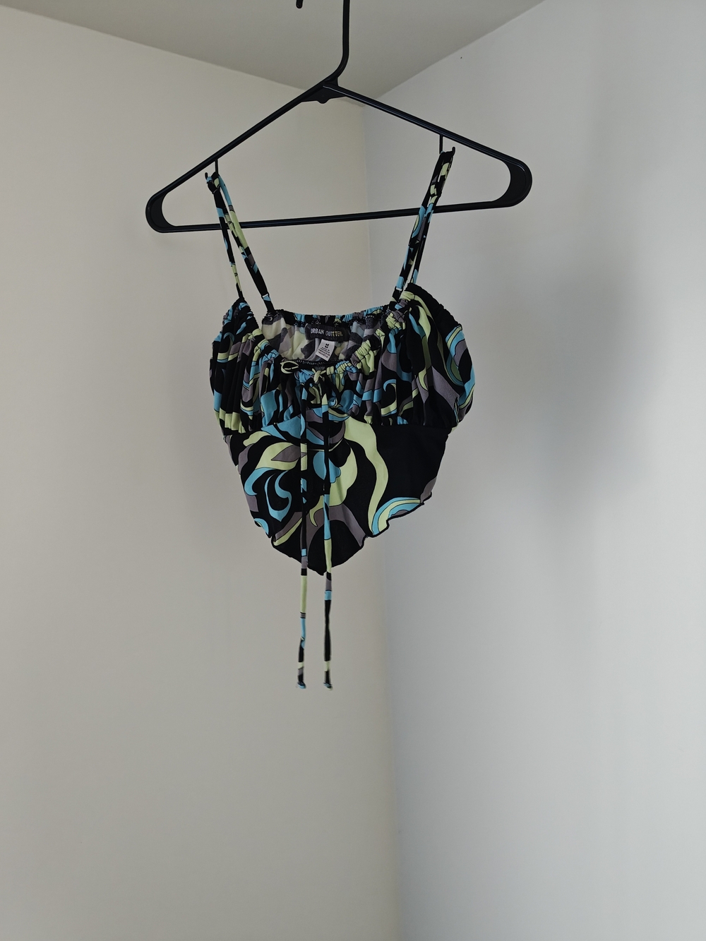 Urban Outfitters Black Multi Swirl Tie-Front Cami